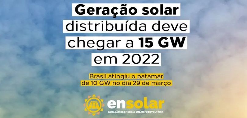 Geração solar distribuída deve chegar a 15GW em 2022